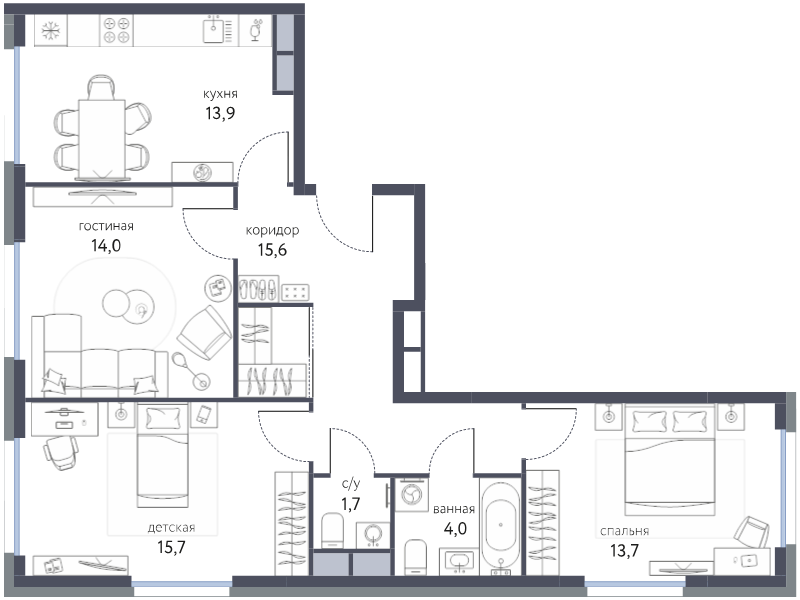 3 ккв 78,6 м²