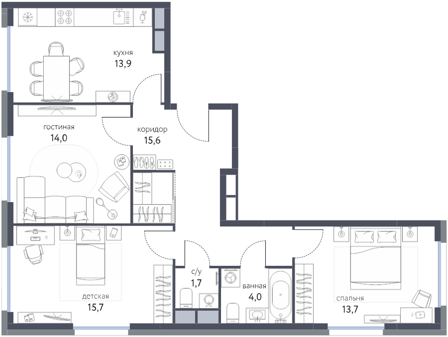 3 ккв 78,6 м²