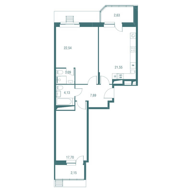 3 ккв (Евро) 83,3 м²