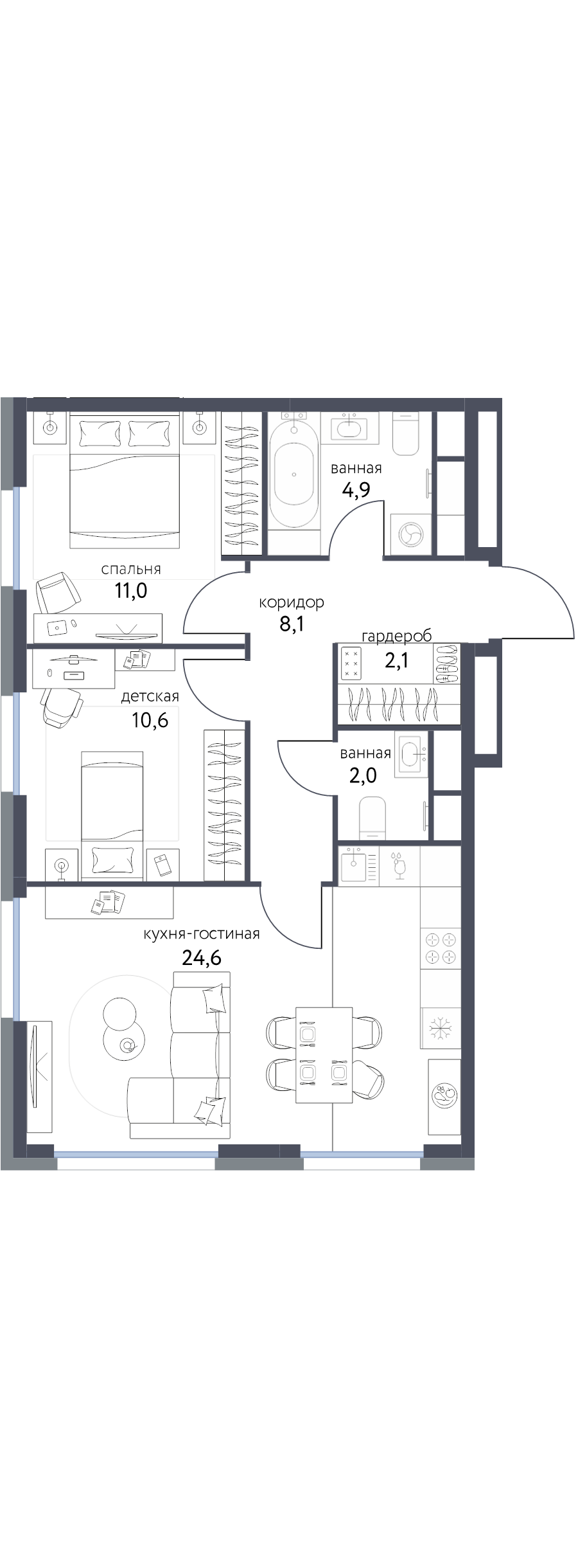 3 ккв (Евро) 63 м²