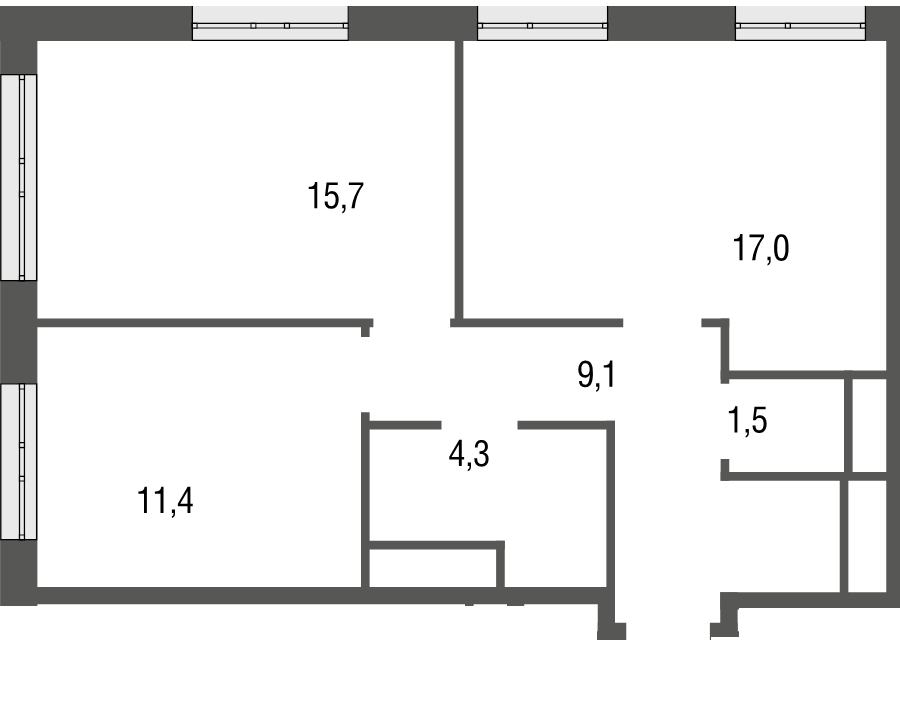 3 ккв (Евро) 59 м²