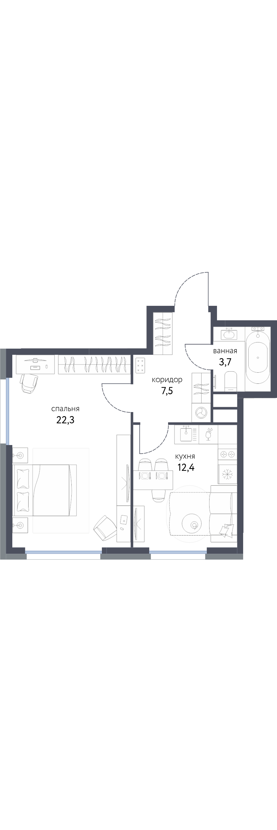1 ккв 45,8 м²
