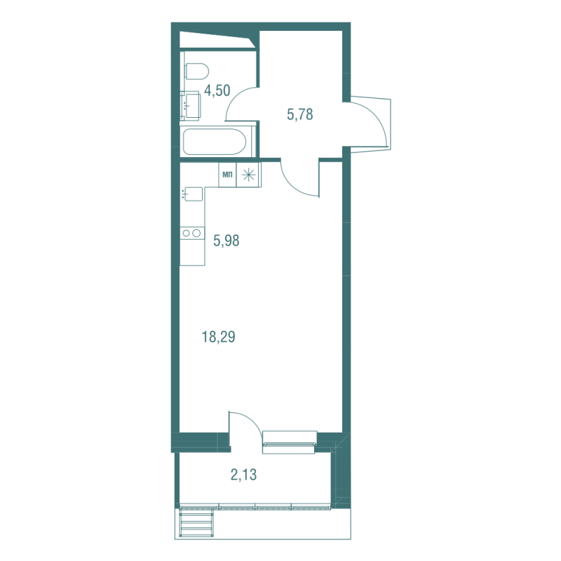 Студия 36,3 м²