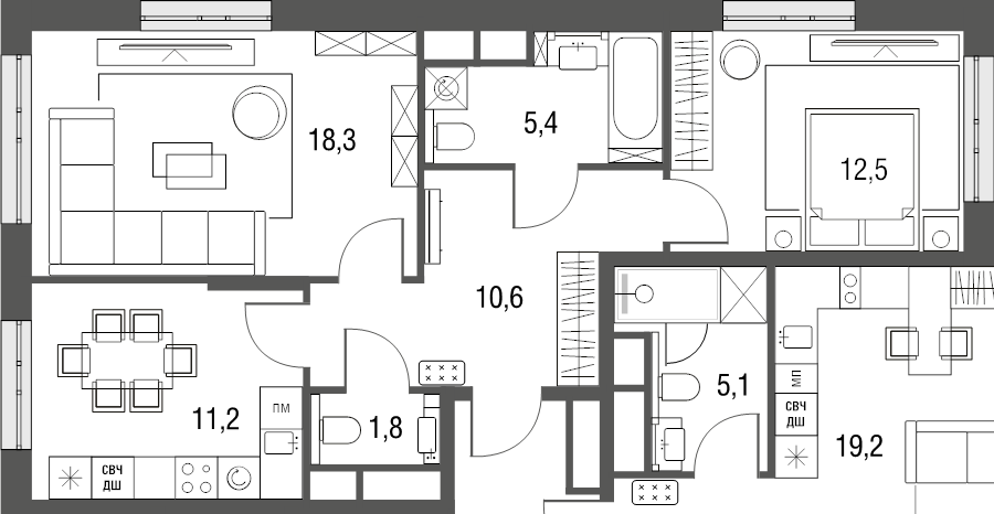 2 ккв 59,8 м²