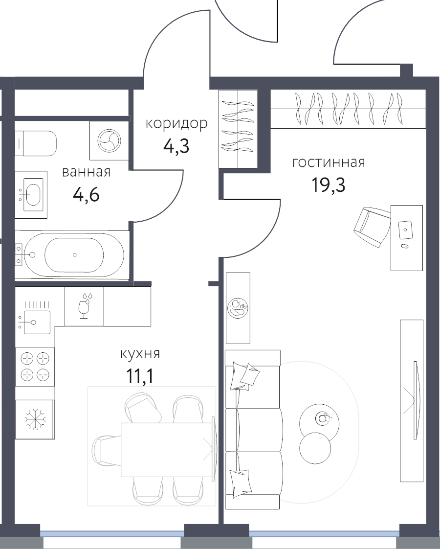 1 ккв 38,8 м²