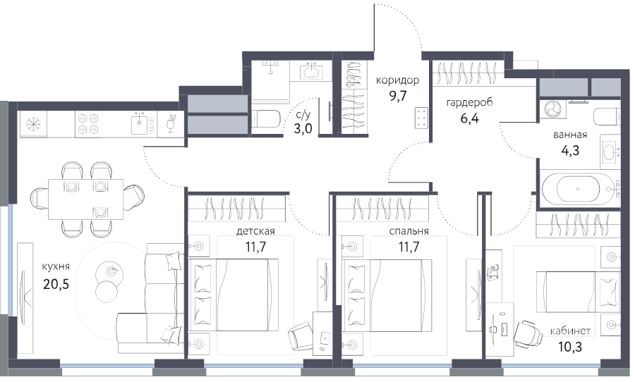 4 ккв (Евро) 77,6 м²
