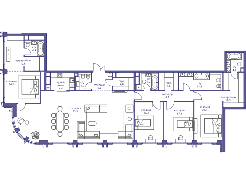 5 ккв (Евро) 241,7 м²
