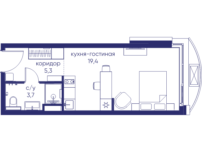 Студия 28,4 м²