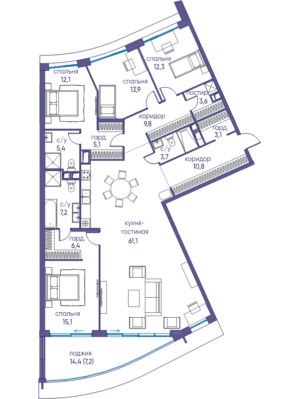 5 ккв (Евро) 176,8 м²