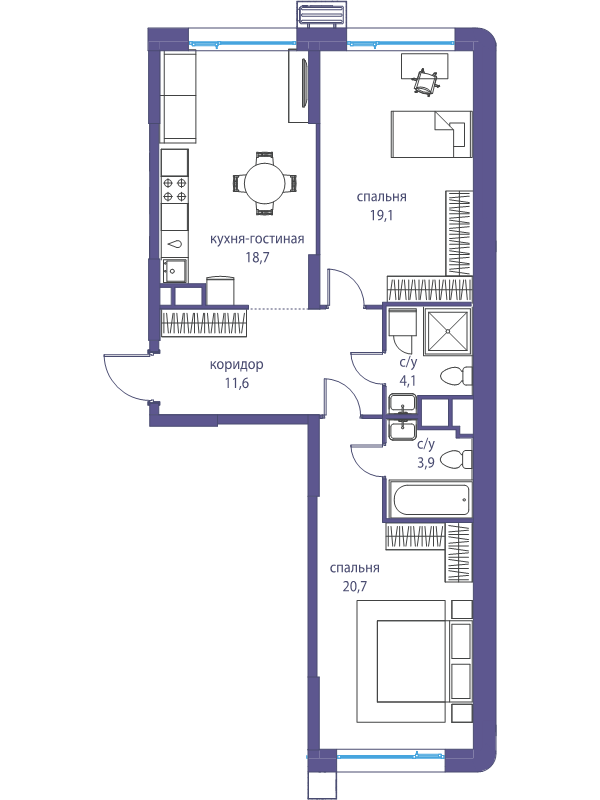 3 ккв (Евро) 78,1 м²