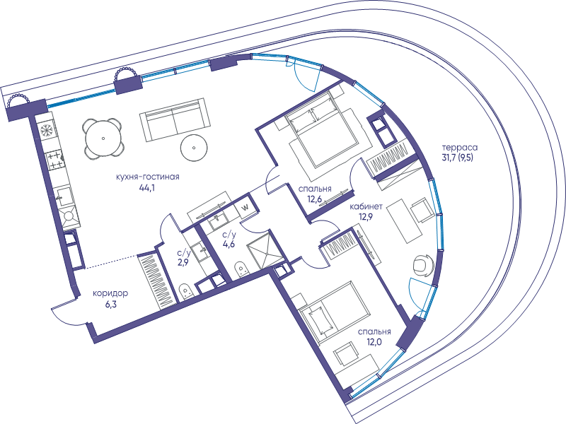 4 ккв (Евро) 103,5 м²