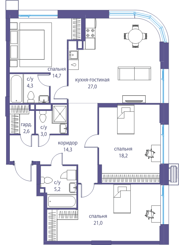 4 ккв (Евро) 110,3 м²