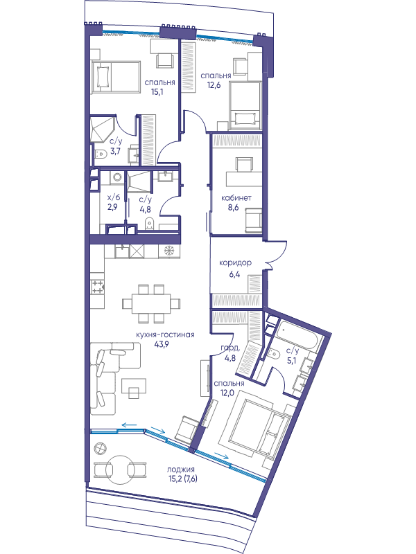 5 ккв (Евро) 127,5 м²