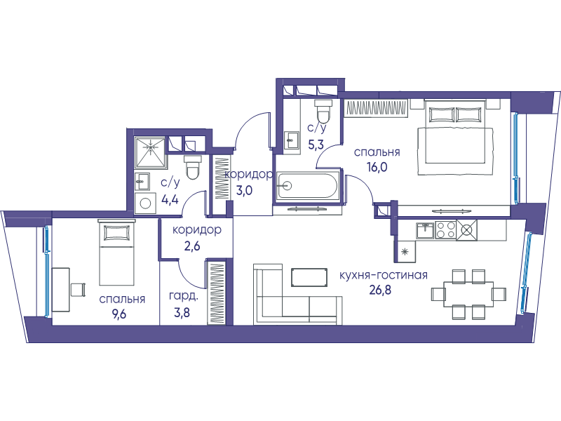 3 ккв (Евро) 71,5 м²