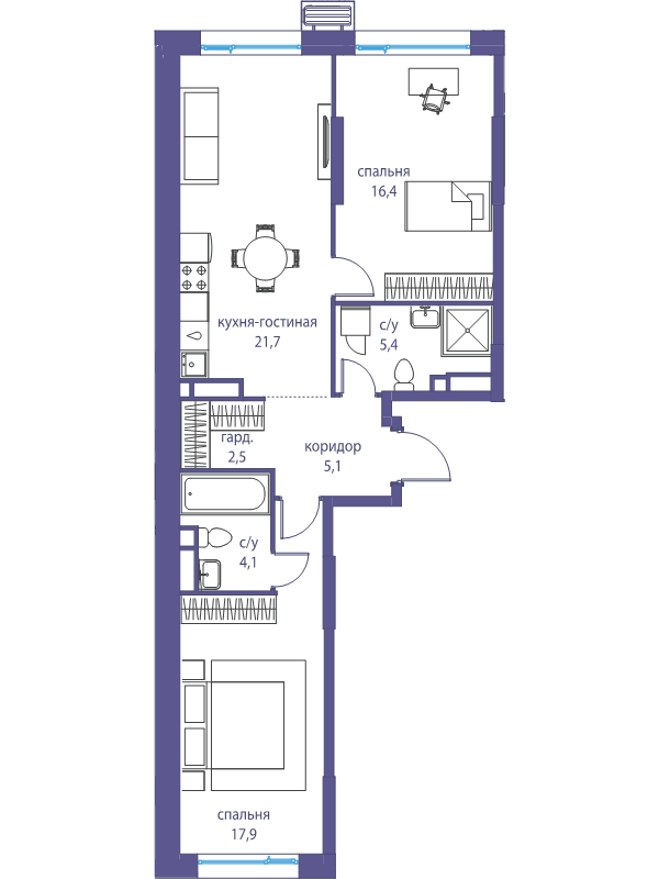 3 ккв (Евро) 73,1 м²