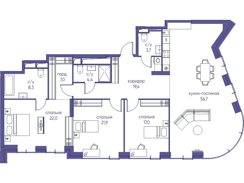 4 ккв (Евро) 160,4 м²