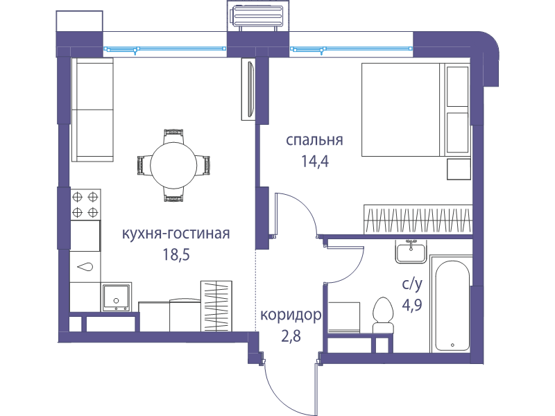 2 ккв (Евро) 40,6 м²