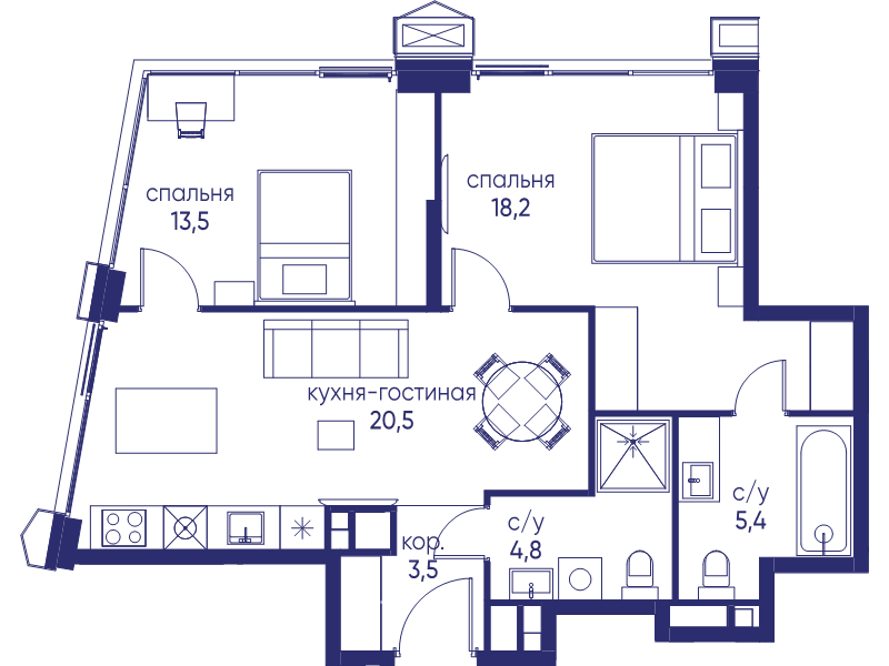 3 ккв (Евро) 65,9 м²