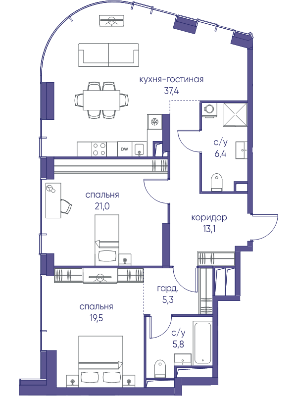 3 ккв (Евро) 108,5 м²