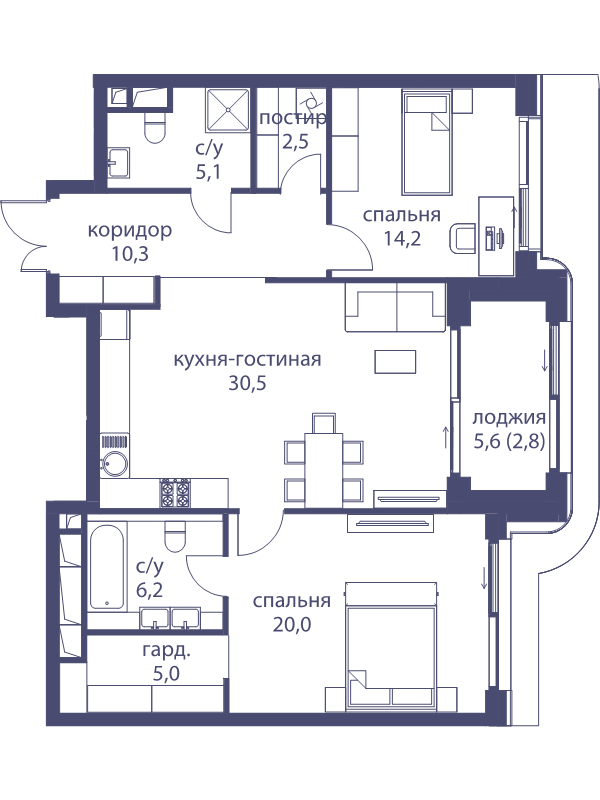 3 ккв (Евро) 96,6 м²