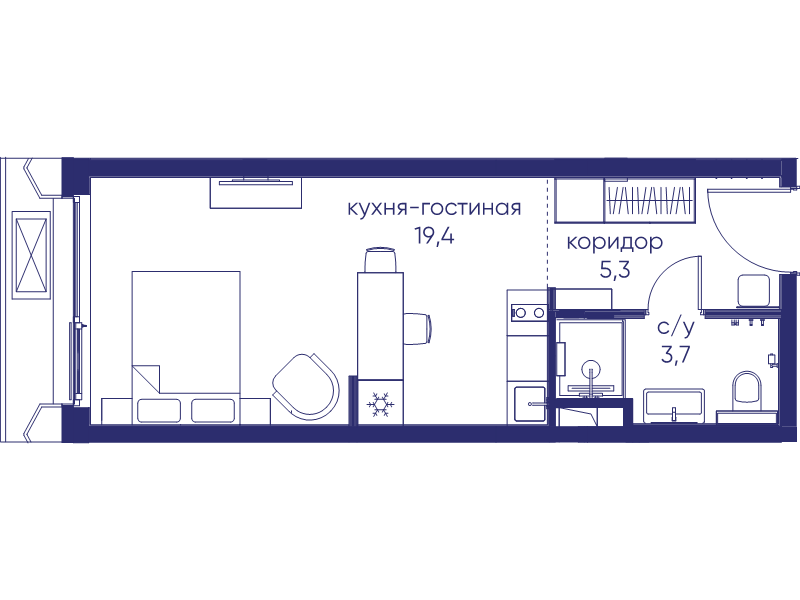 Студия 28,4 м²