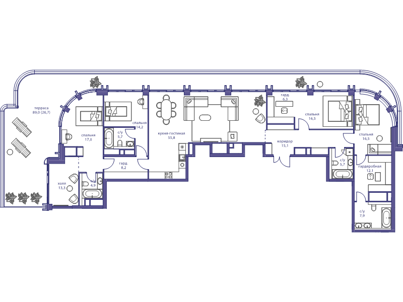 5 ккв (Евро) 227,9 м²
