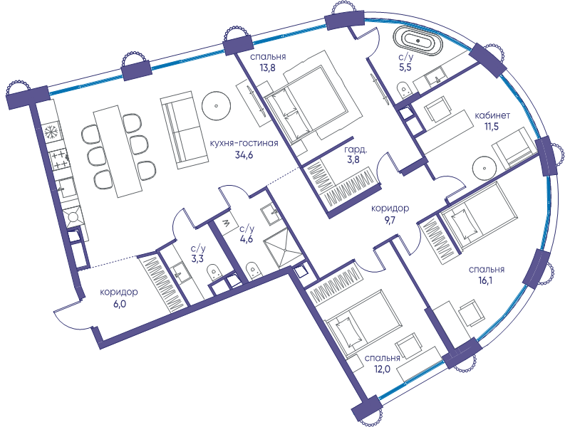 5 ккв (Евро) 121 м²