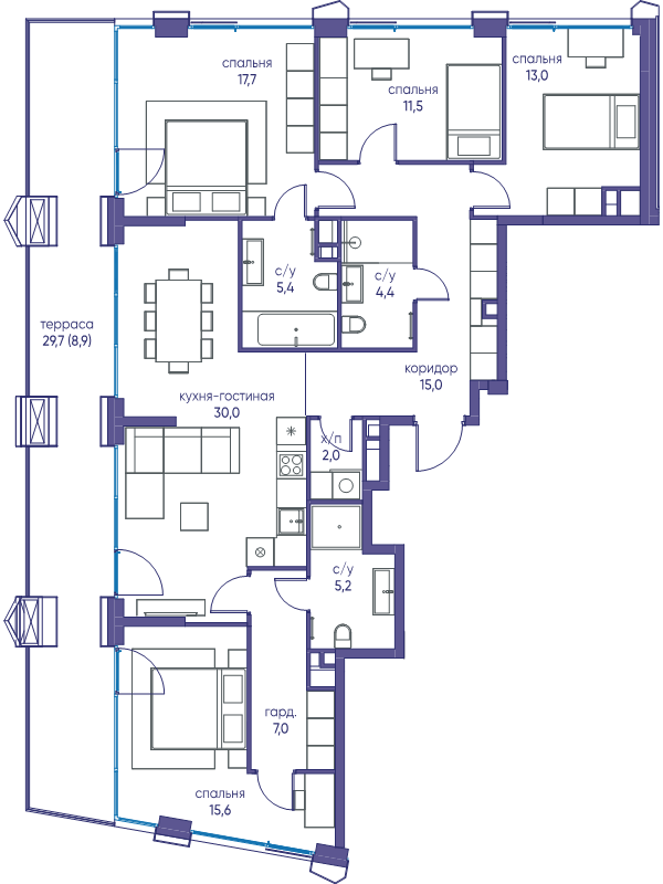 5 ккв (Евро) 135,7 м²