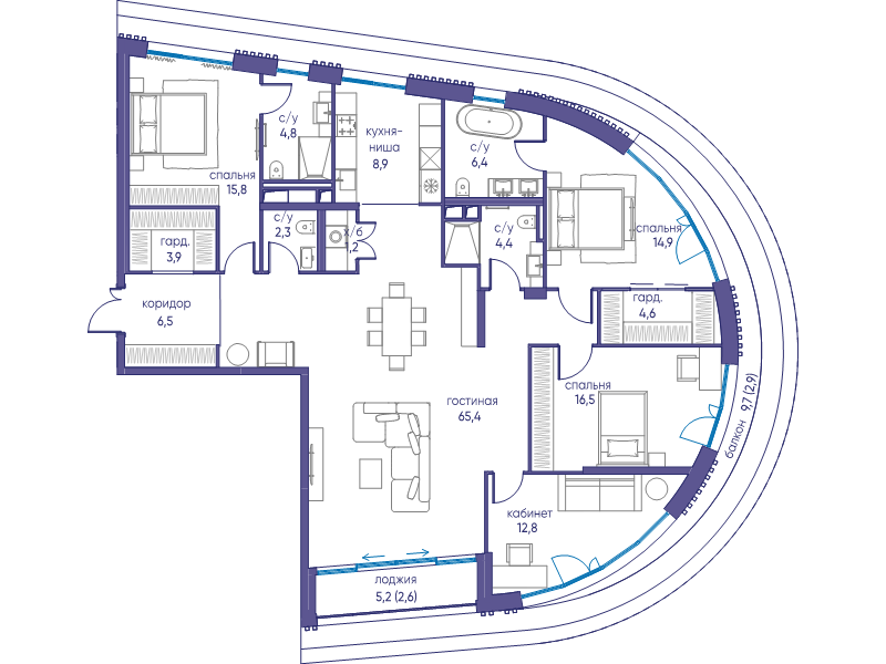 5 ккв (Евро) 165 м²