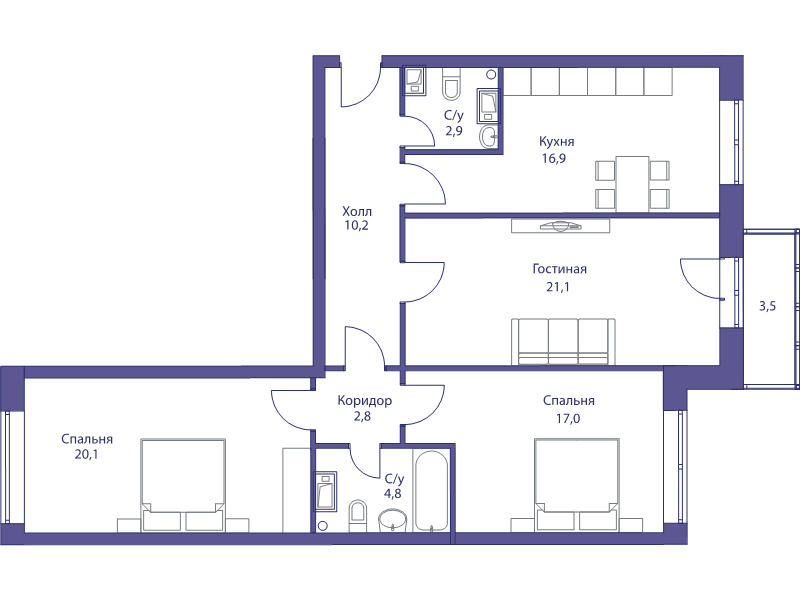 4 ккв (Евро) 99,4 м²
