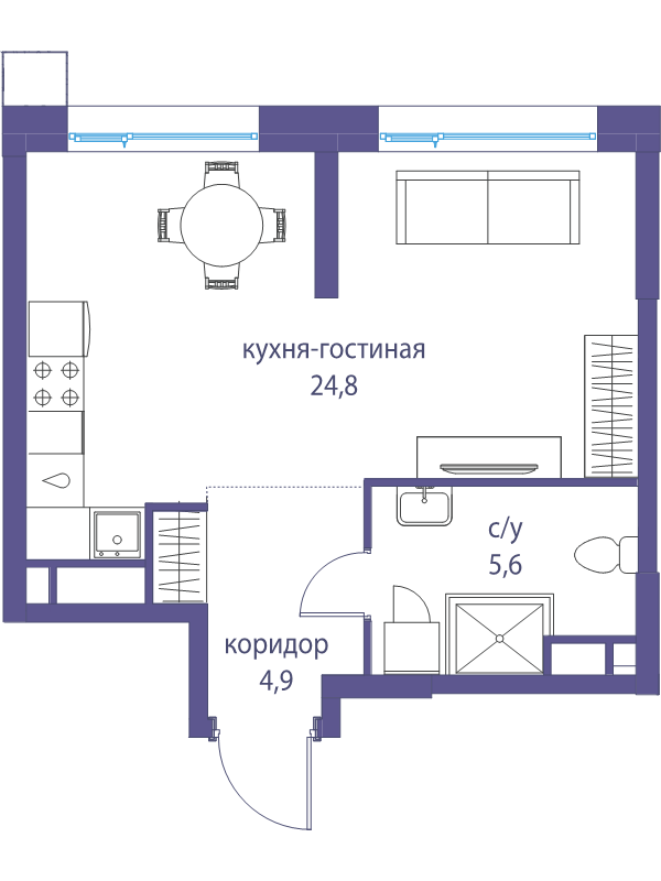 Студия 35,3 м²