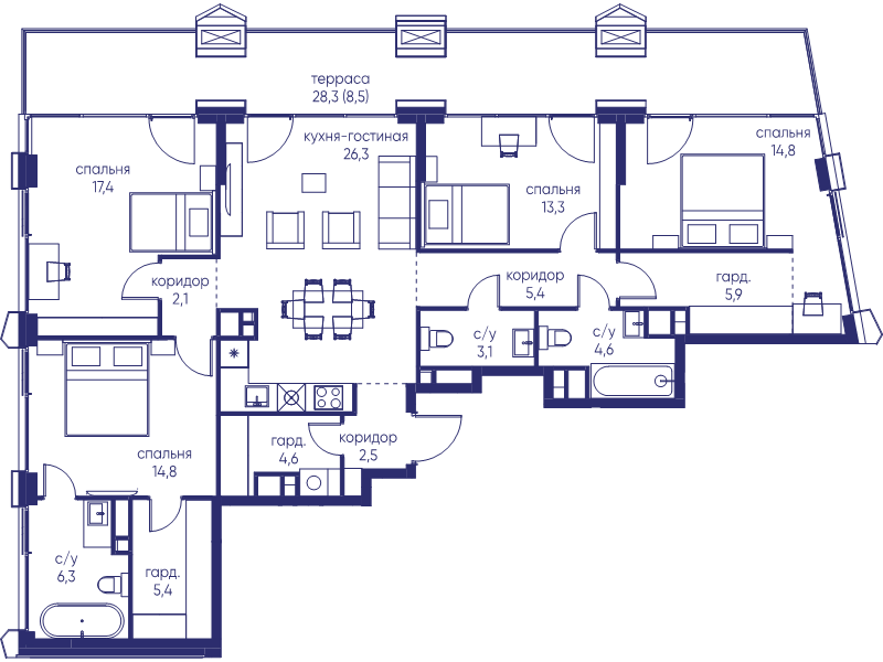 5 ккв (Евро) 135 м²