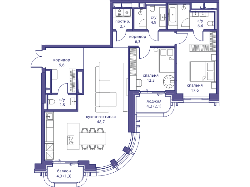 3 ккв (Евро) 115,9 м²