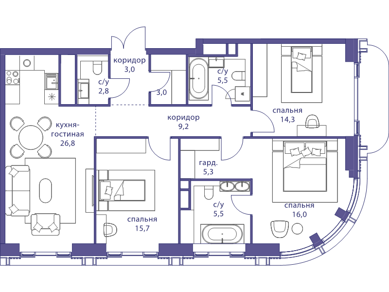 4 ккв (Евро) 112,6 м²