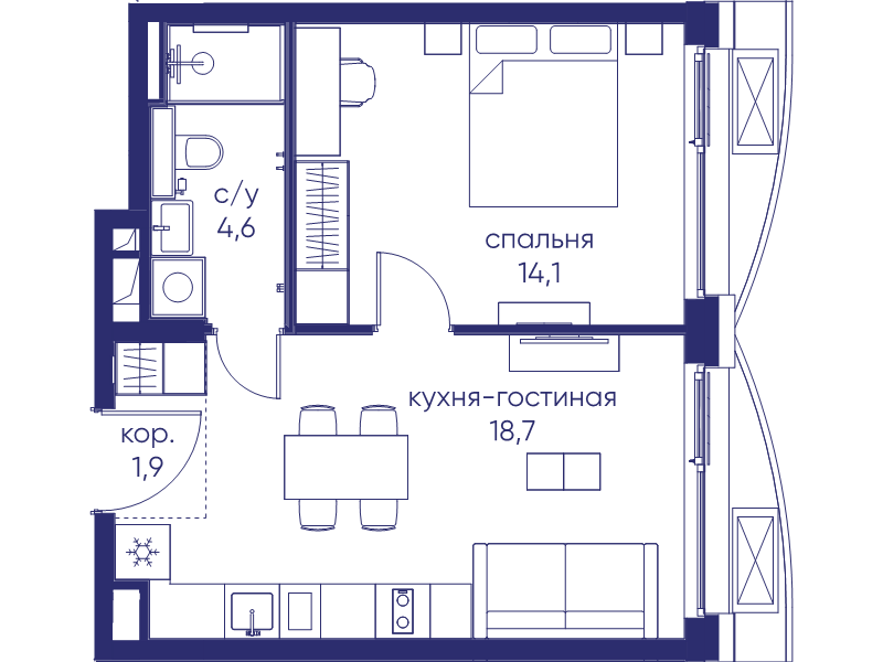 2 ккв (Евро) 39,3 м²