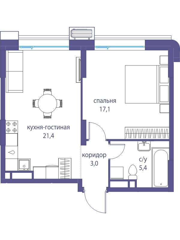 2 ккв (Евро) 46,9 м²
