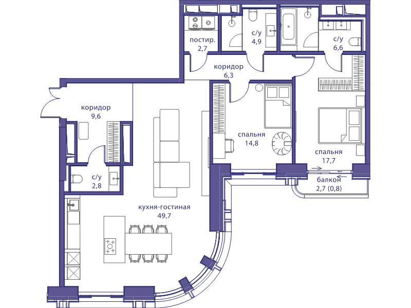 3 ккв (Евро) 115,9 м²