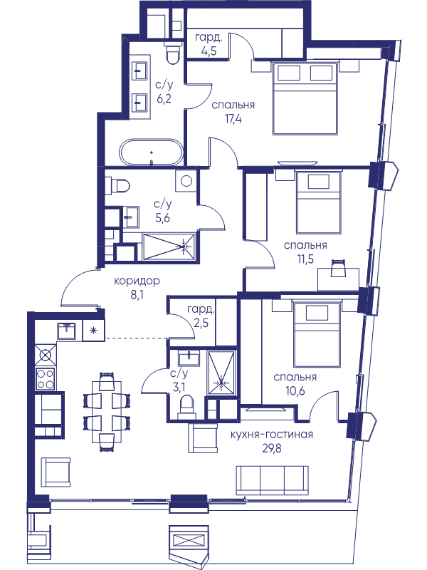 4 ккв (Евро) 99,3 м²