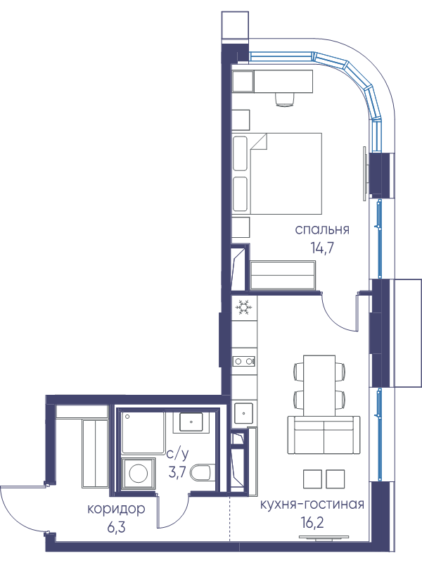2 ккв (Евро) 40,9 м²