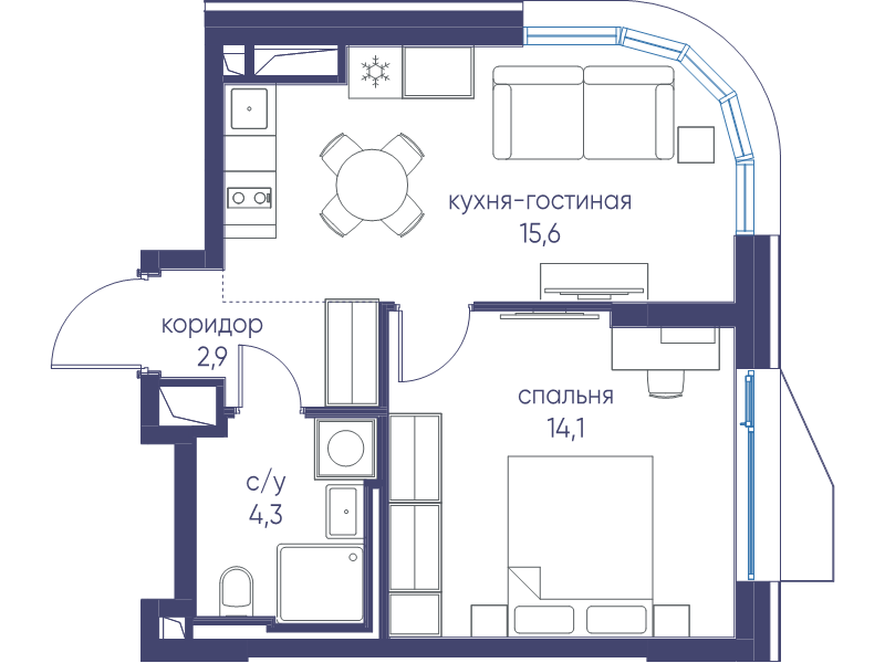 2 ккв (Евро) 36,9 м²
