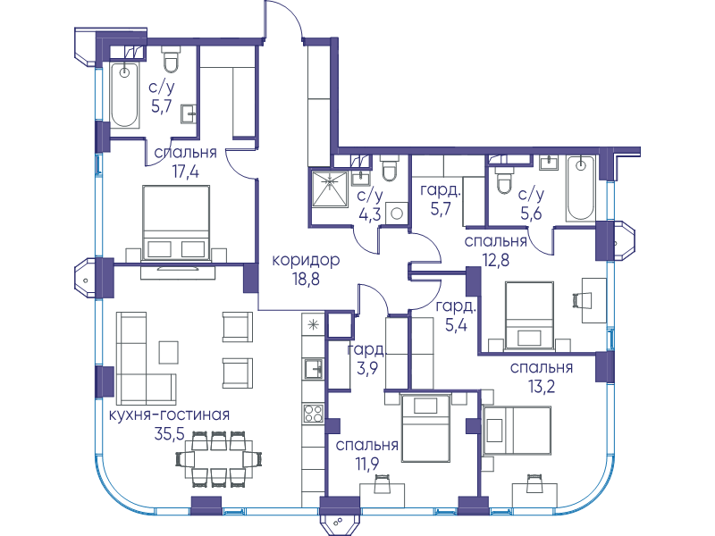 5 ккв (Евро) 139,9 м²