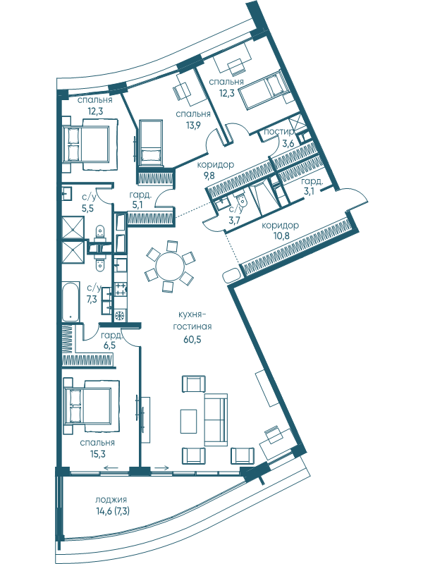 5 ккв (Евро) 177 м²