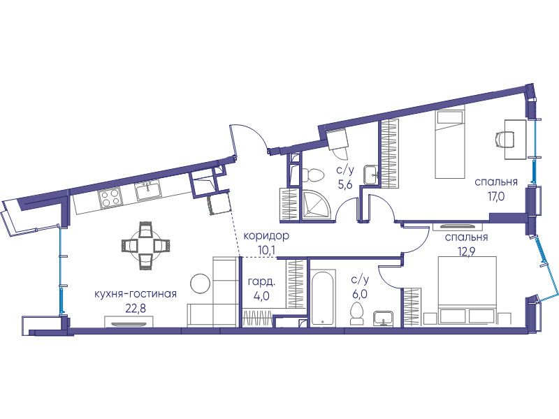 3 ккв (Евро) 78,3 м²