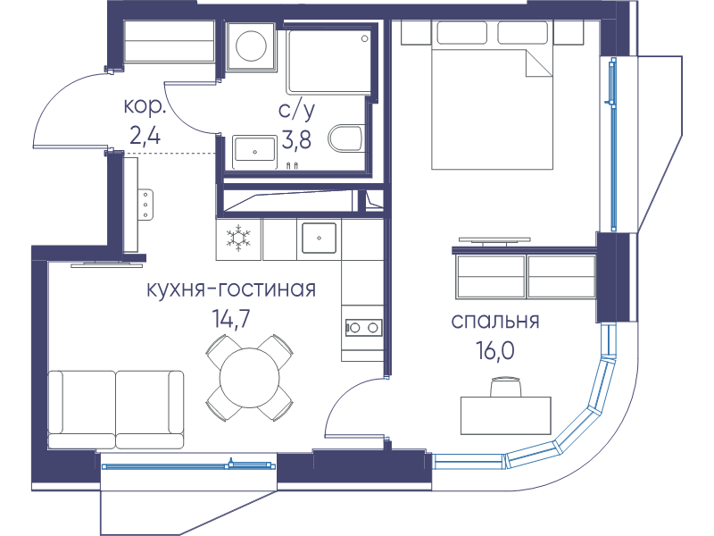 1 ккв 36,9 м²