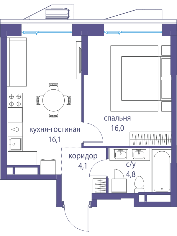 2 ккв (Евро) 41 м²