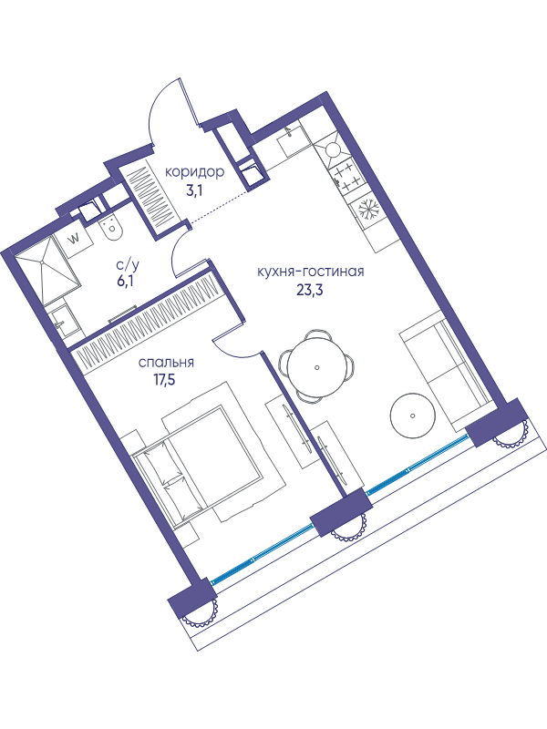 2 ккв (Евро) 50 м²