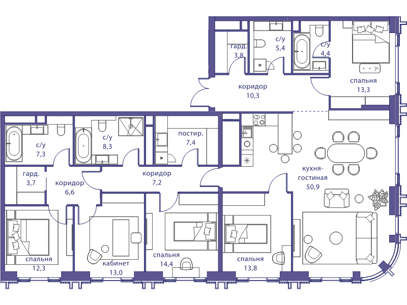 6 ккв (Евро) 182,1 м²