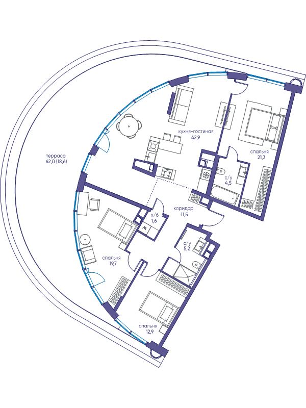 4 ккв (Евро) 138,2 м²