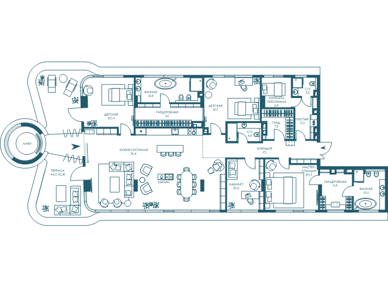 6 ккв (Евро) 262,4 м²