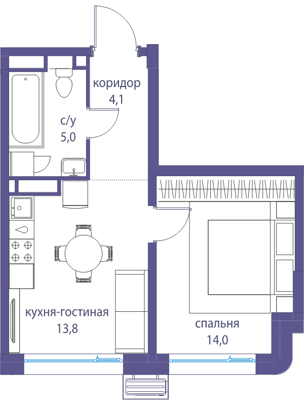 1 ккв 36,9 м²